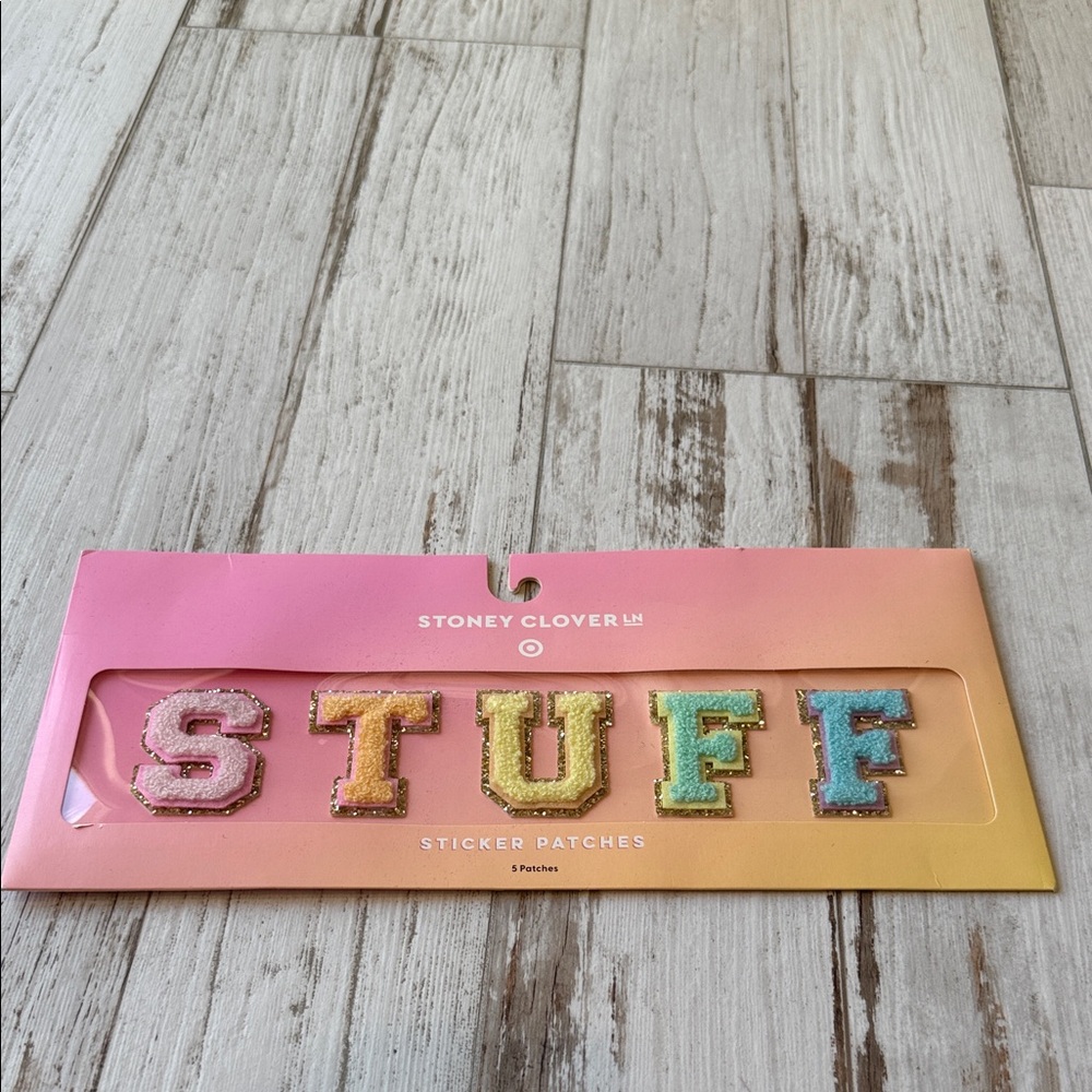 Stoney Clover Lane 'STUFF' Glitter Letter Sticker Patches - Multicolor